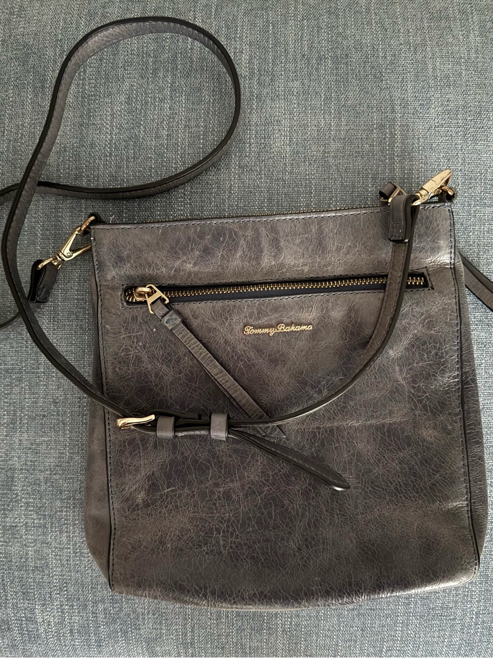 Tommy Bahama Blue Leather Crossbody Bag